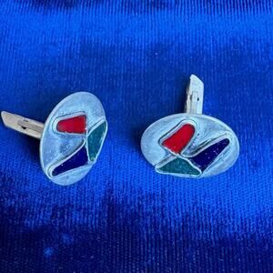 Vintage Mid-Century Sterling Silver Abstract/Postmodern Cufflinks